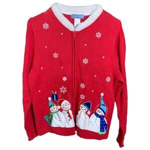 Women's Snowman Christmas Ugly Sweater / Jacket Size L